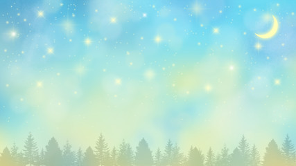 Naklejka premium 夜明けの満天の星空と新月