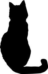 Black cat  silhouette isolated on white background. Vector illustration. Clip art. 