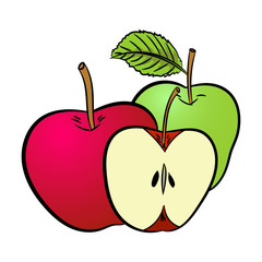 Isolated Apples on white background  - Vector Illustration