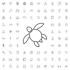 Turtle icon. set of outline tourism icons.