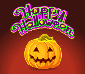 Halloween Pumpkins and holiday calligraphy greeting