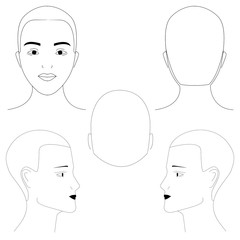 woman head in different projections.