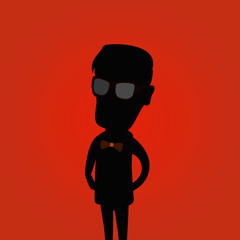 Friendly and cool hipster character with glasses. Vector illustration.