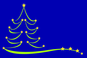 Drawn Christmas tree with stars, 3D illustration
