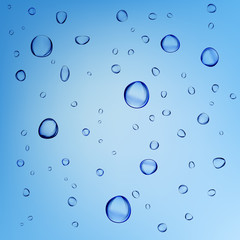 Water drops realistic isolated vector. Transparent water drops surface