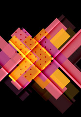 Colorful triangles and arrows on dark background