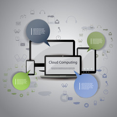 Blue and Green Cloud Computing Concept Design in Editable Vector Format 