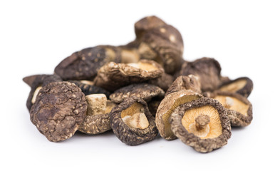 Shiitake mushrooms (dried) isolated on white background