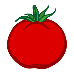 Tomato. Isolated object. White background. Flat vector image.
