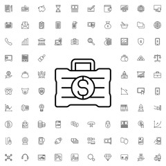 Money case icon. set of outline finance icons.