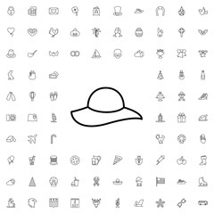 Beach hat icon. set of outline holiday icons.