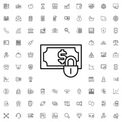 Money security icon. set of outline finance icons.