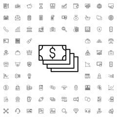 Money icon. set of outline finance icons.
