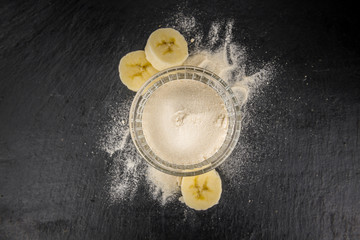 Portion of Ground Banana on a slate slab