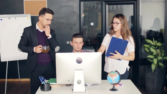 Team work. businessmans team working with new startup project.