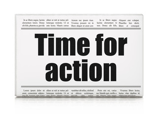 Timeline concept: newspaper headline Time For Action
