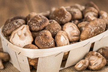 Shiitake mushrooms, selective focus