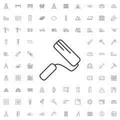 Paint roller icon. set of outline construction icons.
