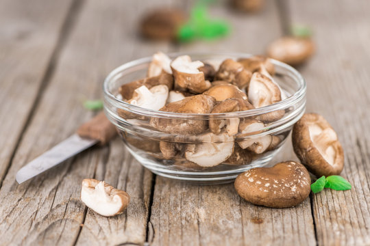 Shiitake mushrooms, selective focus