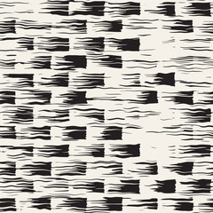 Vector seamless pattern with brush stripes and strokes. Black and white background with ink elements. Hand painted grunge texture.