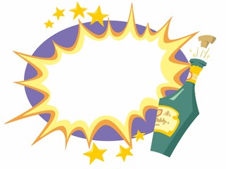 Champagne Popping in Celebration Cartoon Panel