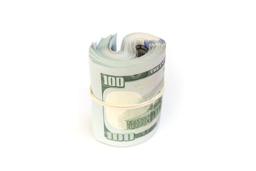 US official currency, roll of One Hundred Dollars