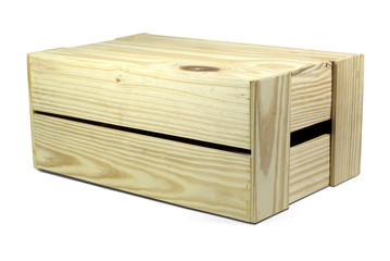 A wood crate isolated with clipping path on white background.