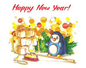 Happy New Year lettering Greeting Card