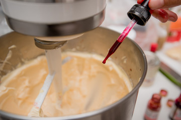 Flour and butter in dough mixing machine, bakery machine
