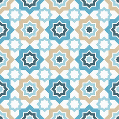Seamless pattern in Moroccan style. Traditional ornament. Geometric background. Textile rapport.