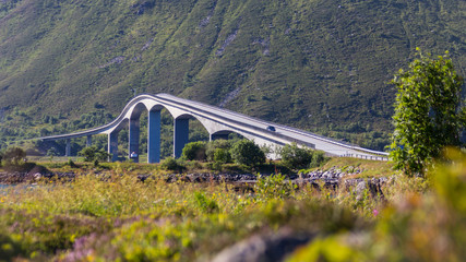 Gimsoystraumen bridge between islands of Austvagoya and Gimsoya.