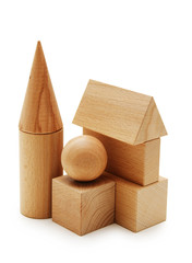 wooden geometric shapes  isolated on a white