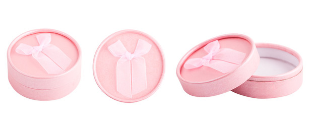 Pink gift box with bow isolated