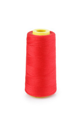 bobbin with red thread isolated on a white background