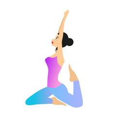Woman is sitting in a yoga position. Vector illustration of female yoga practice.