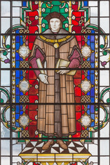 LONDON, GREAT BRITAIN - SEPTEMBER 14, 2017: The saint martyr Thomas More on the stained glass in...
