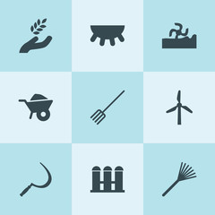 Set of 9 farm filled icons