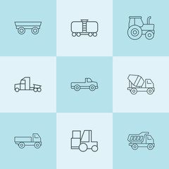 Set of 9 truck outline icons
