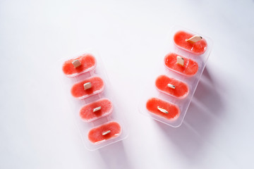 Homemade watermelon popsicles; ice pop