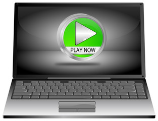 Laptop computer with Play Button - 3D illustration