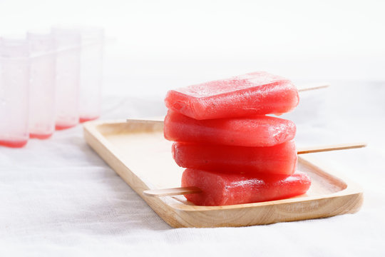 Homemade watermelon popsicles; ice pop