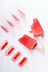 Homemade watermelon popsicles; ice pop