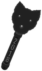 Black paddle shape of dog head silhouette. Leather BDSM attribute accessory. 2018 new year