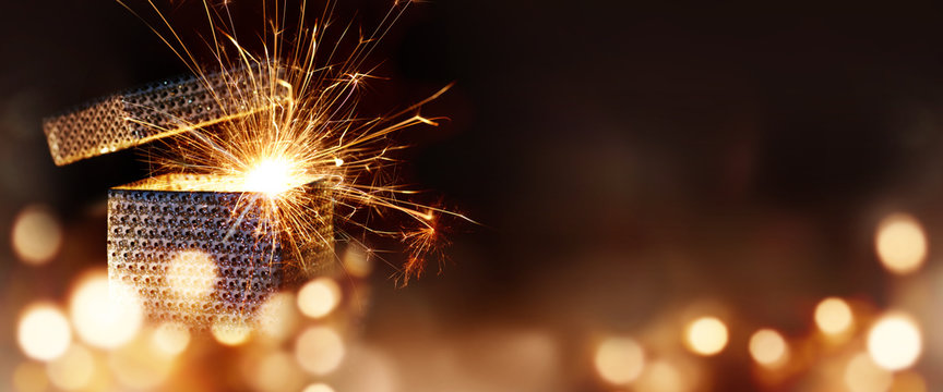 Sparkling gift for a christmas surprise