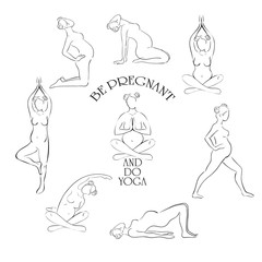 Yoga for pregnant vector set.