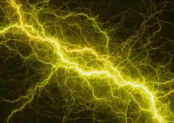 Hot yellow lightning strike, electrical background