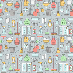 Cleaning outline gray vector icon set.