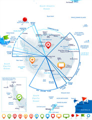 Antarctic region Map - Vector Illustration