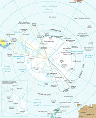 Antarctic region Map - Vector Illustration