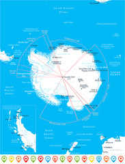 Antarctic region Map - Vector Illustration